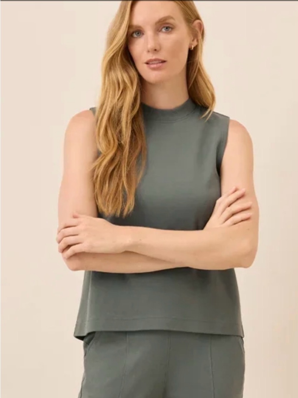 PACT Ribbed Collar Airplane Tank in Castor Green Size Small